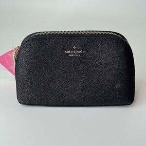 Kate Spade shimmy glitter small cosmetic case Black